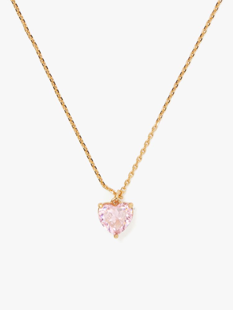 Kate Spade,My Love October Heart Pendant,Single Strand,Rose Quartz,Gem Embellishment,Rose Gold Plated,Cocktail,Pink