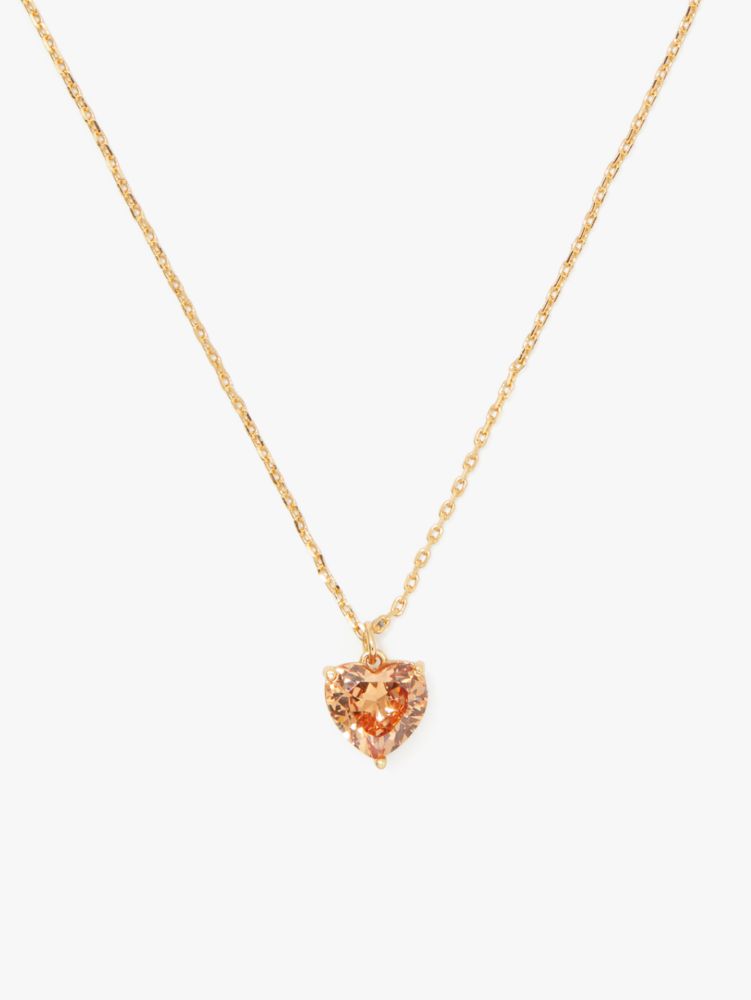 Lovely necklace, Heart, White, Rose gold-tone plated