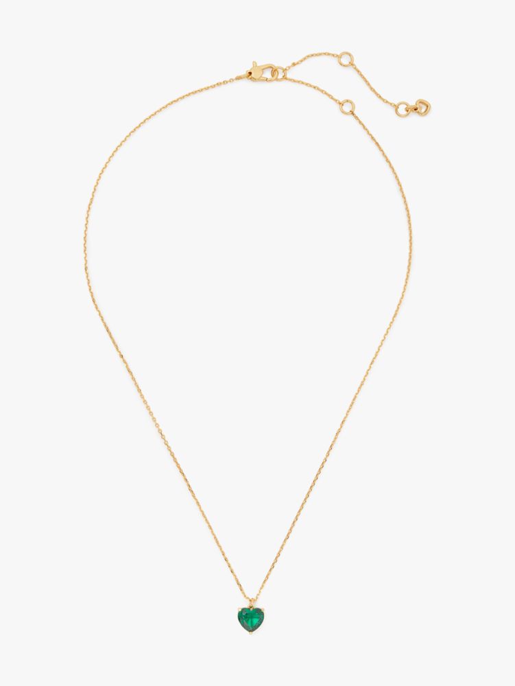 Kate Spade,My Love May Heart Pendant,Single Strand,Emerald,Gem Embellishment,Gold Plated,Valentines,Cocktail,Emerald