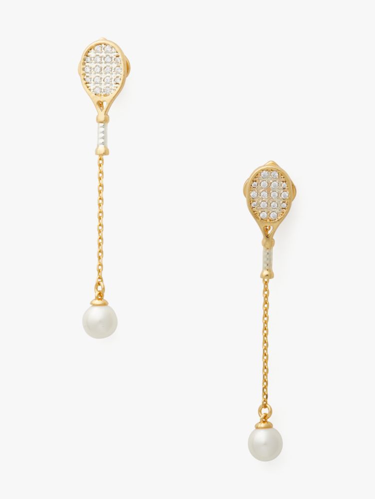 Queen Of The Court Tennis Racket Linear Earrings, , Product