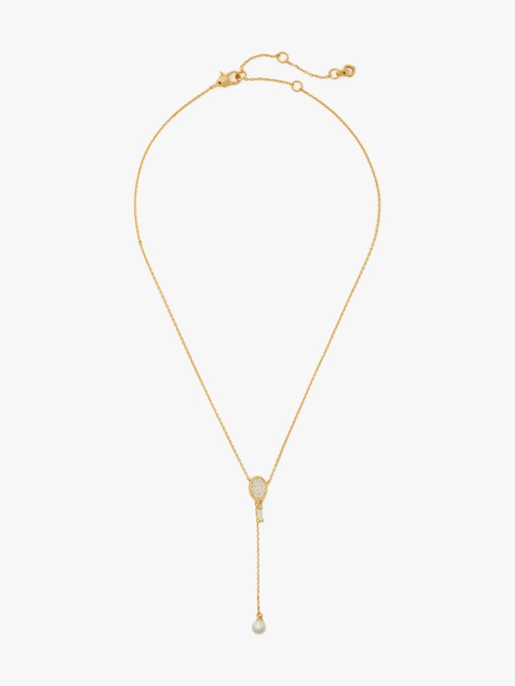 Kate Spade,Queen of the Court Tennis Racket Lariat Necklace,