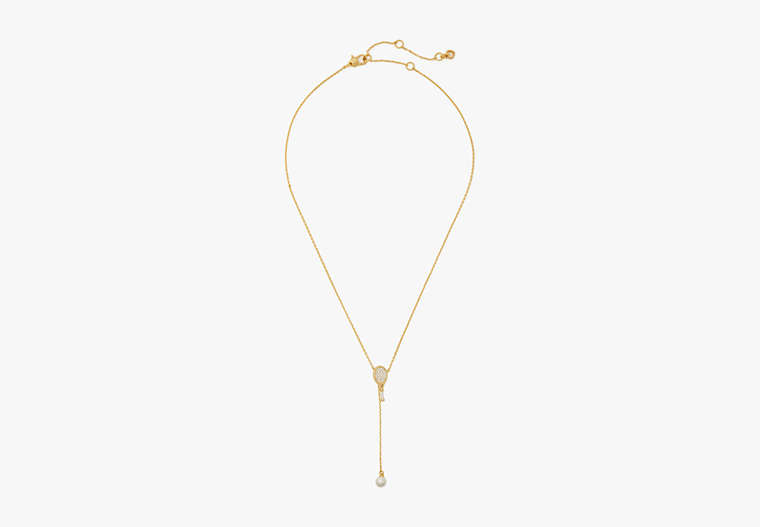Kate Spade,Queen of the Court Tennis Racket Lariat Necklace,