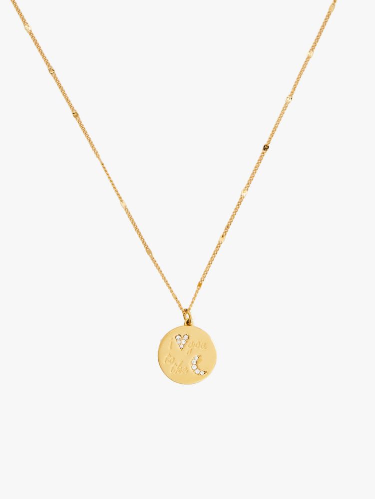 Kate Spade,True Love I Love You to the Moon Pendant,necklaces,Clear/Gold