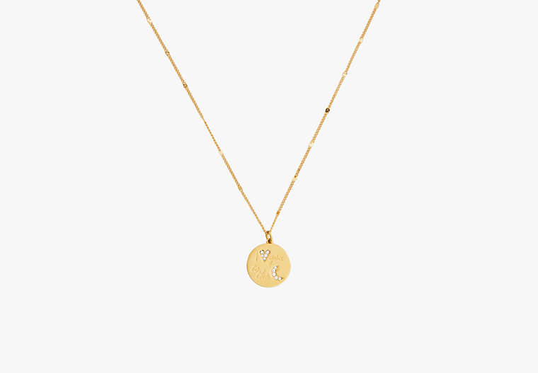 Kate Spade,True Love I Love You to the Moon Pendant,necklaces,Clear/Gold