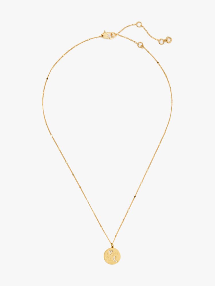 Kate Spade,True Love I Love You to the Moon Pendant,necklaces,Clear/Gold