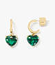 Kate Spade,my love heart huggies,earrings,Green