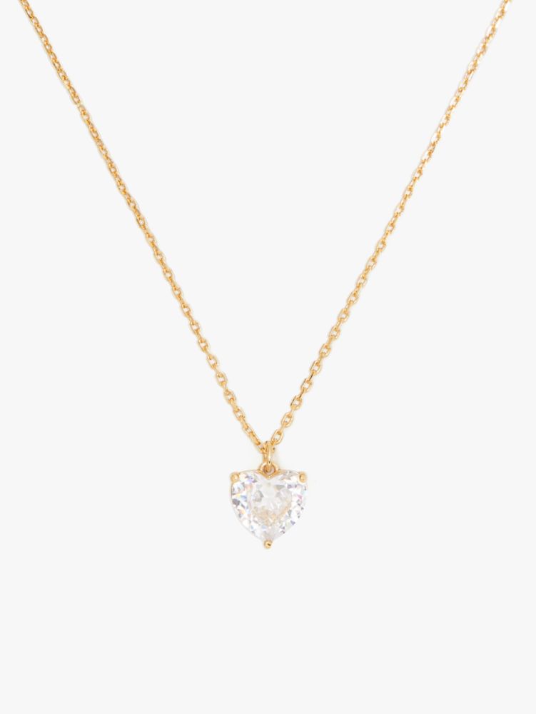 Kate Spade,My Love April Heart Pendant,Single Strand,Synthetic Diamond,Gem Embellishment,Gold Plated,Valentines,Cocktail,Clear