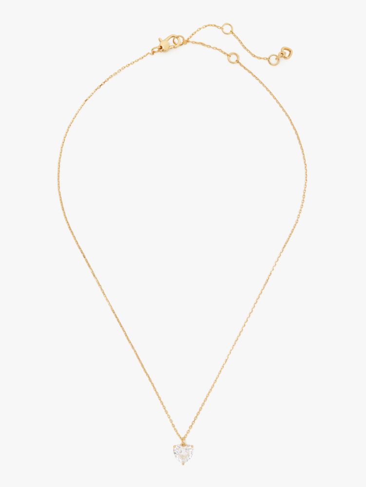 Kate Spade,My Love April Heart Pendant,Single Strand,Synthetic Diamond,Gem Embellishment,Gold Plated,Cocktail,Clear