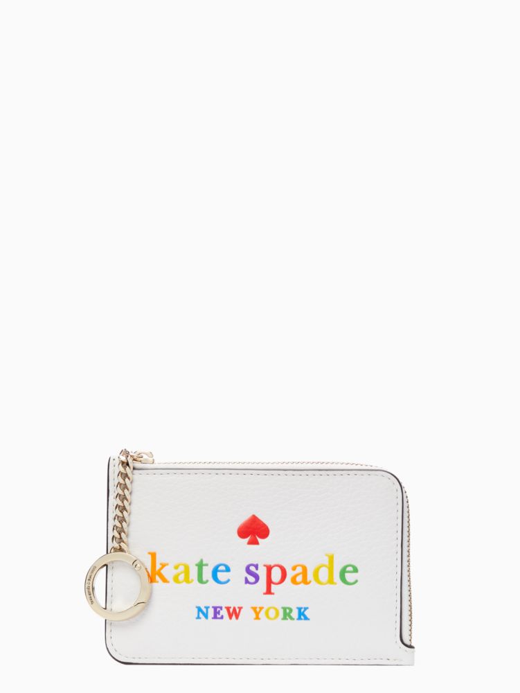 Kate Spade,rainbow medium l-zip card holder,