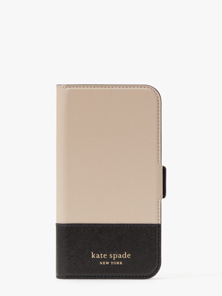 Kate Spade New York Folio Case for iPhone 13 mini - Pale Vellum/Black  Border/Black Logo