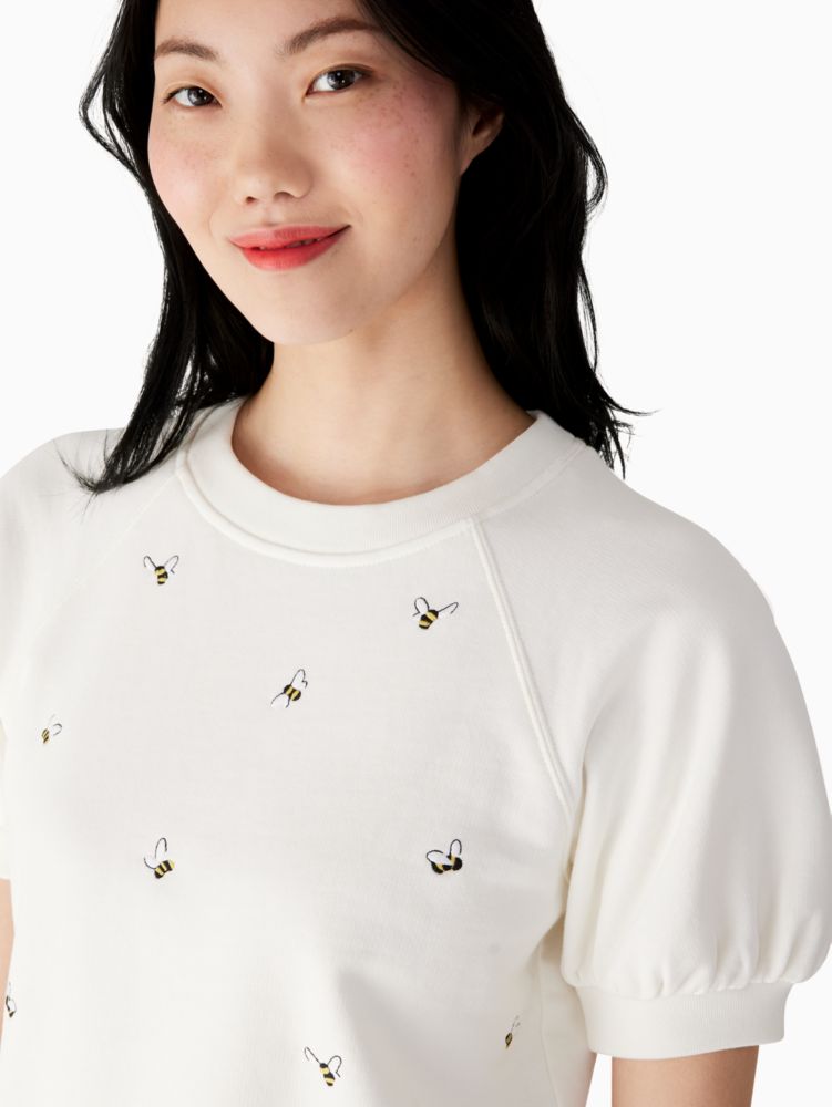 Kate Spade,bee-embroidered pullover,sweaters,60%,Cream