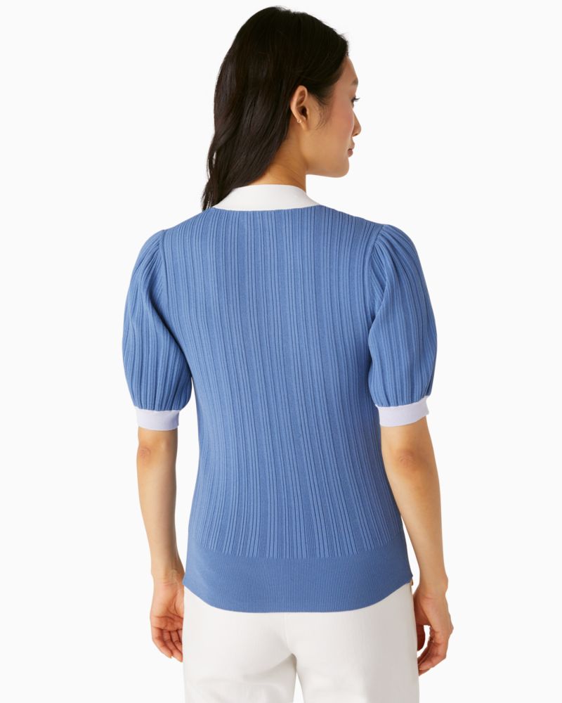 Kate Spade,colorblock bow-neck sweater,sweaters,Viscose,Deep Cornflower