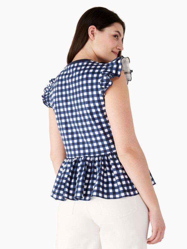 Kate Spade,Gingham Peplum Tee,