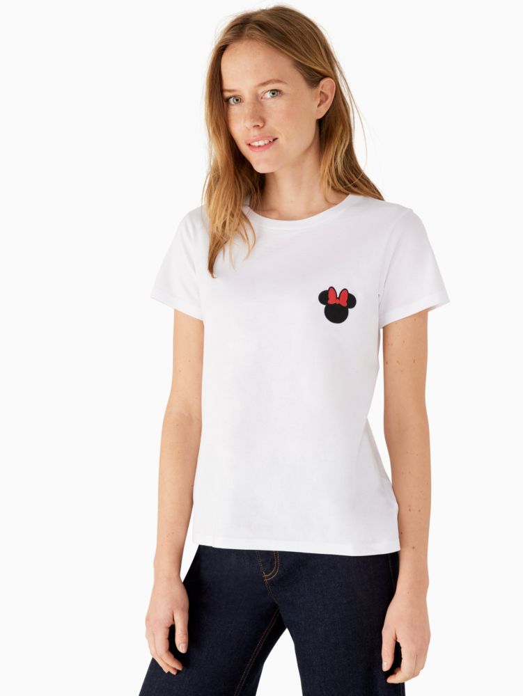 Kate Spade,Minnie Patch Tee,Jersey,Cotton,T Shirt,Embroidered,Casual,White