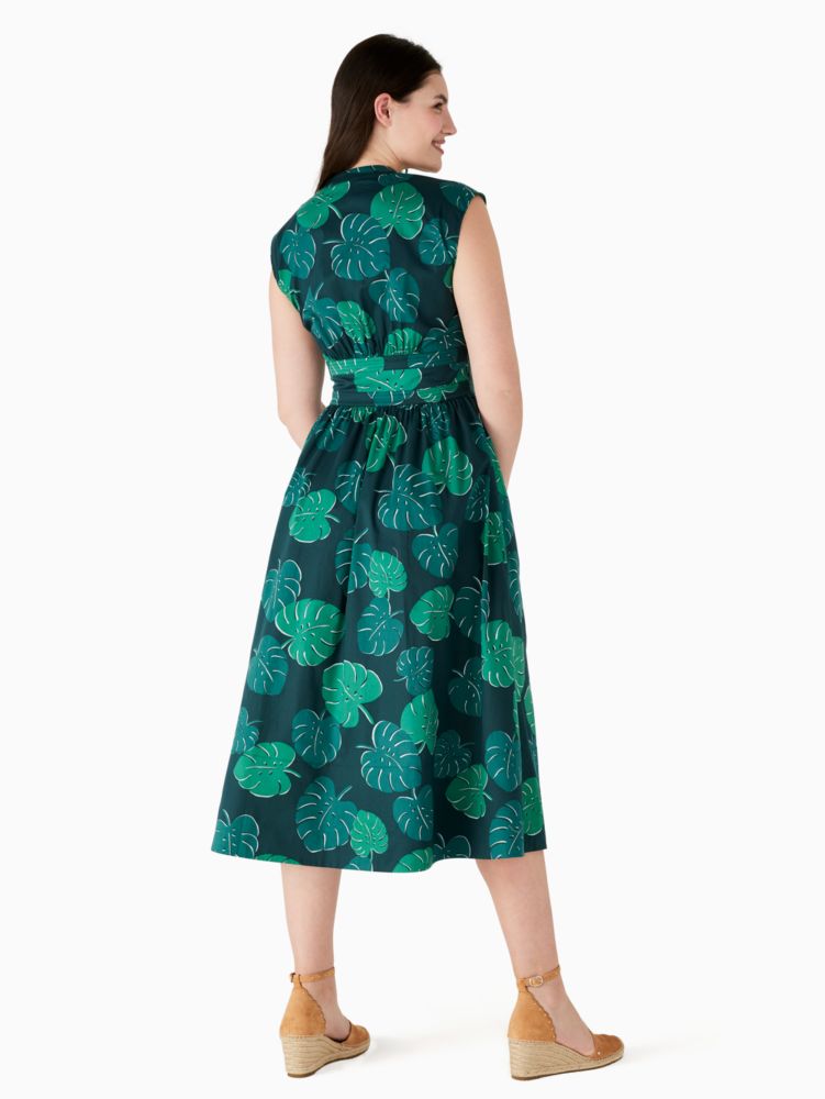 Kate Spade,monstera leaves poplin bow dress,60%,