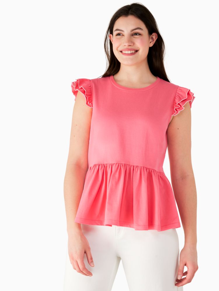 Kate Spade,peplum tee,75%,Deep Dahlia