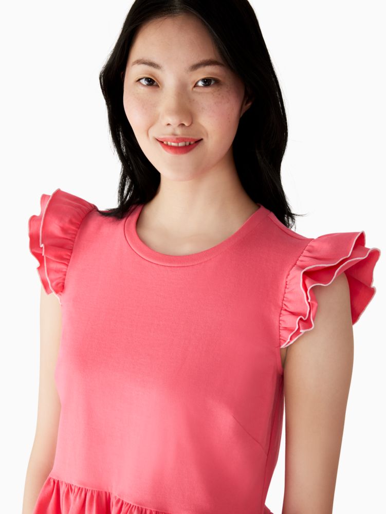 Kate Spade,Peplum Tee,Coral