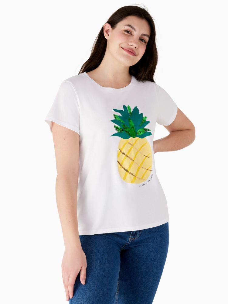 Kate Spade,パイナップル Tシャツ,ウェア,フレッシュホワイト