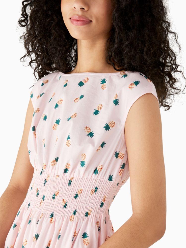 Kate Spade,pineapple print blaire dress,60%,Pink Salt