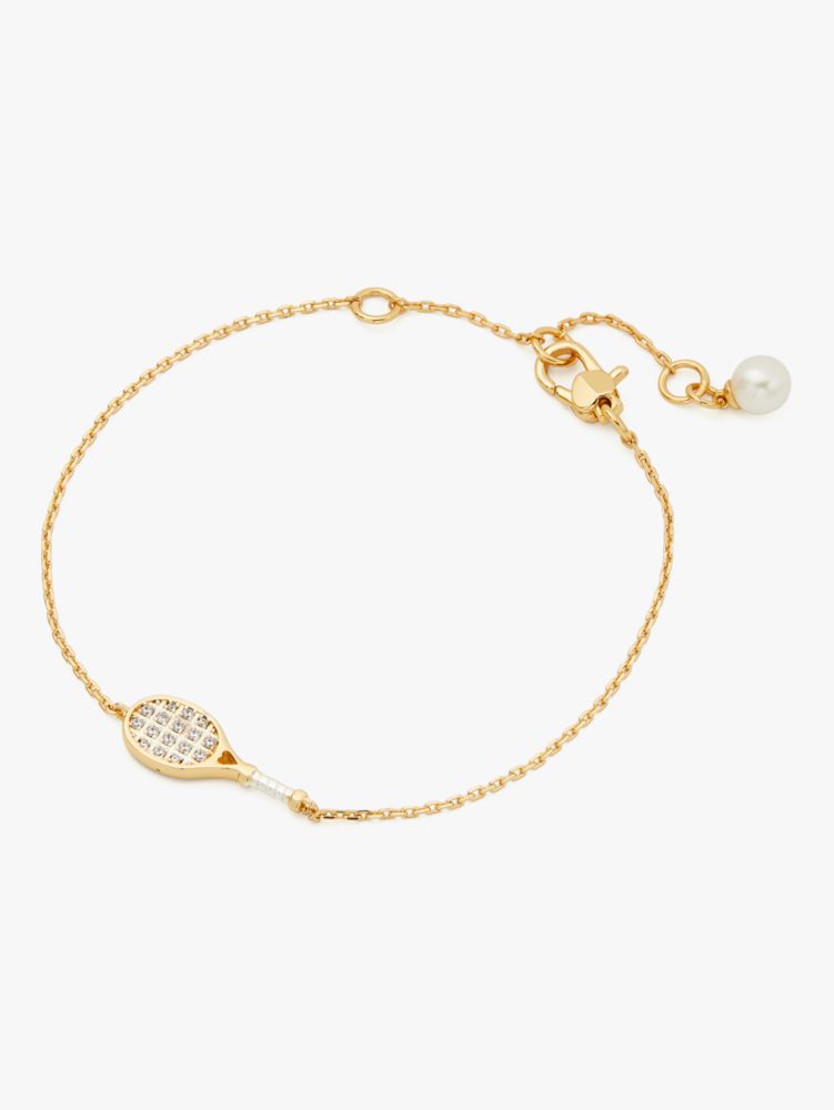 Kate Spade,Queen of the Court Tennis Racket Line Bracelet,