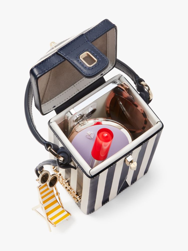 Kate Spade,サンキス ストライプ プリント スムース レザー 3D テント クロスボディ,バッグ,ブレザーブルーマルチ