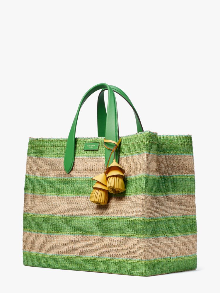 Manhattan Striped Straw Large Tote