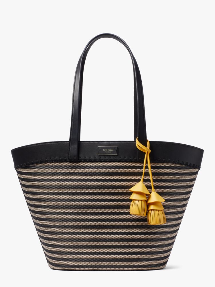 Kate spade black sale and white striped handbag