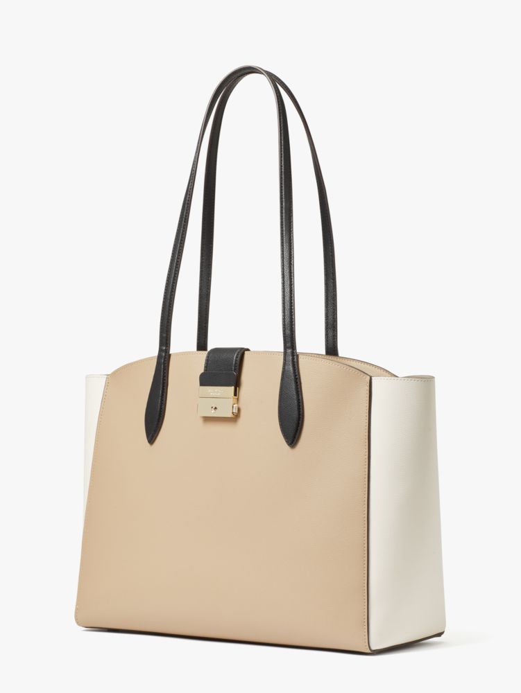 Kate Spade,Voyage Colorblocked Large Work Tote,tote bags,Large,Work,Timeless Taupe Multi