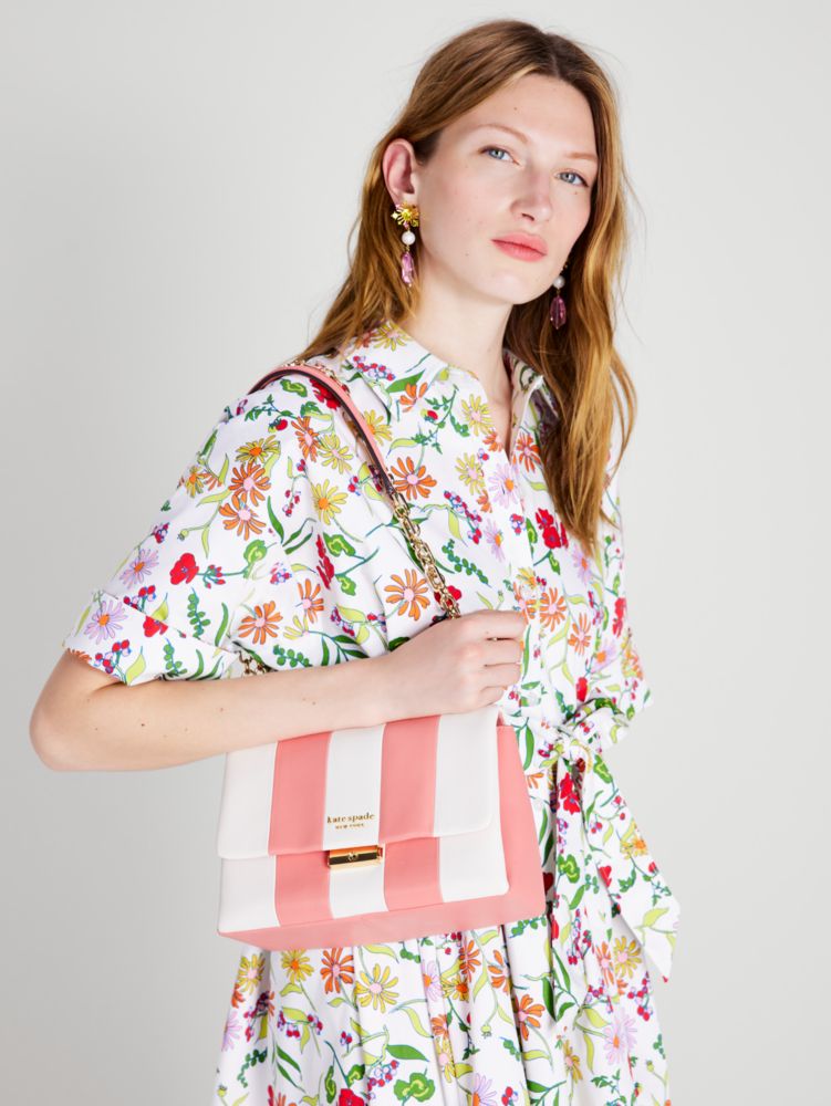 Kate Spade,Carlyle Striped Medium Shoulder Bag,Medium,Garden Rose Multi