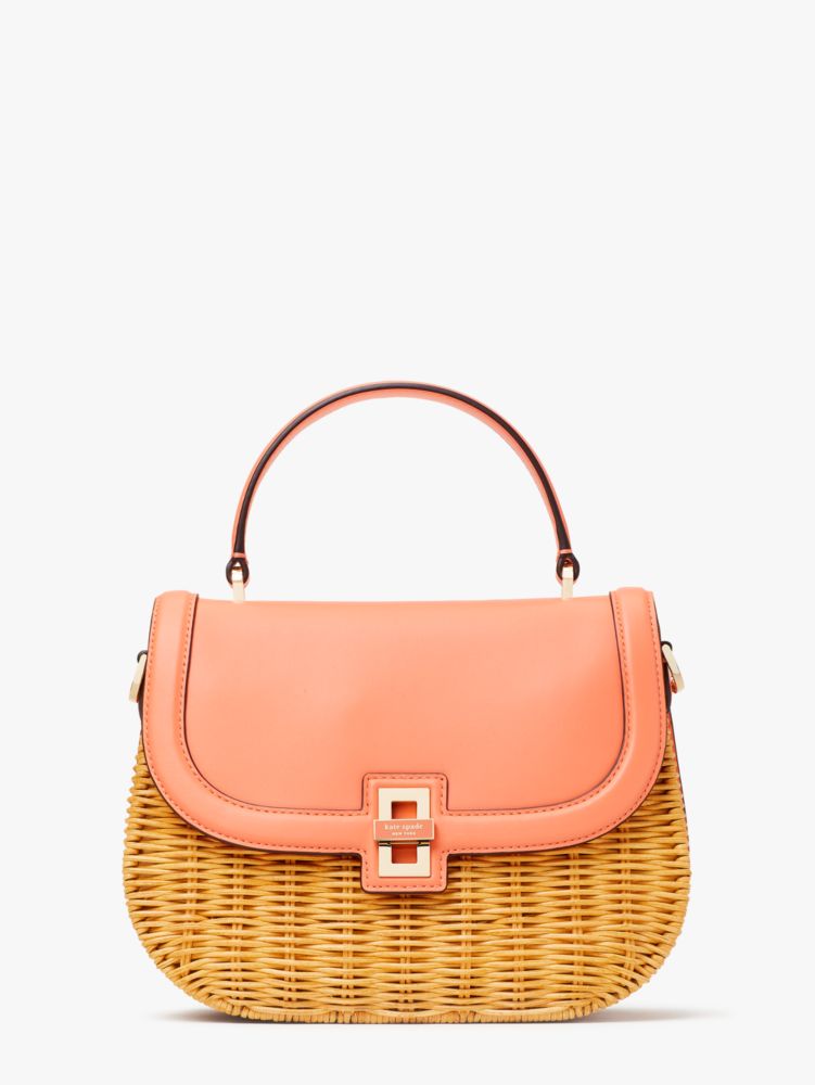 Kate Spade,Gracie Wicker Medium Top-Handle Bag,Medium,Pink Moon Multi