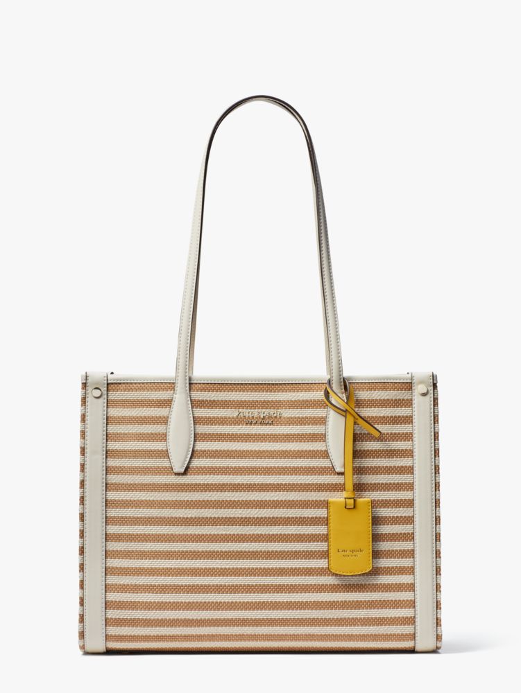 UhfmrShops, Kate Spade logo-plaque striped tote bag