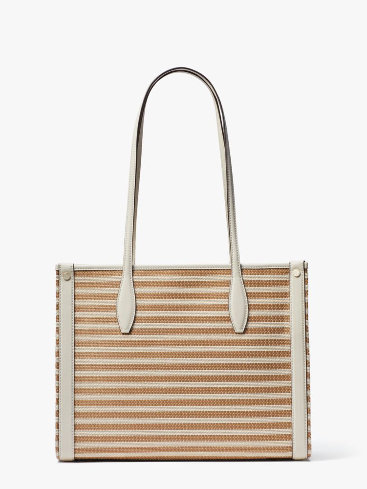 UhfmrShops, Kate Spade logo-plaque striped tote bag