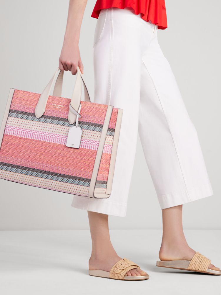 Kate Spade bag. Manhattan striped large tote. Colors: pink, yellow