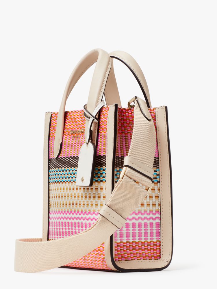 Kate Spade,マンハッタン ウーブン ストライプ ファブリック ミニ トート,ピンクマルチ