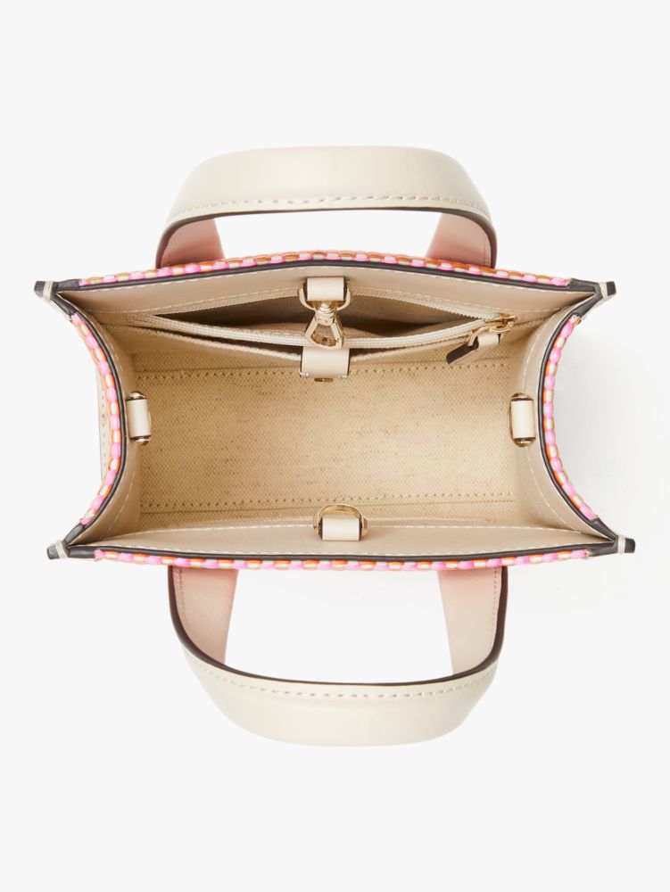 Kate Spade,マンハッタン ウーブン ストライプ ファブリック ミニ トート,ピンクマルチ