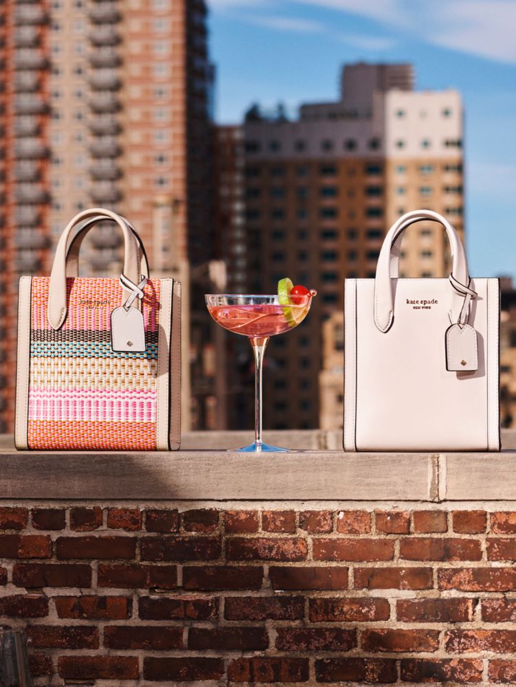 Kate Spade,マンハッタン ウーブン ストライプ ファブリック ミニ トート,ピンクマルチ