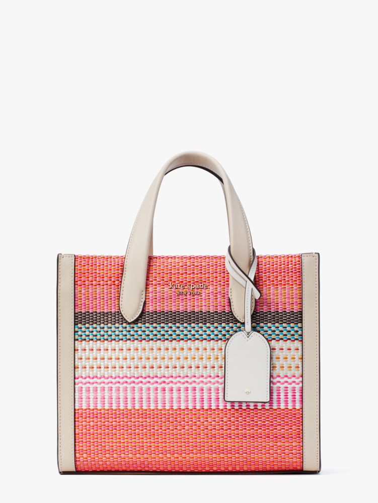 UhfmrShops, Kate Spade logo-plaque striped tote bag