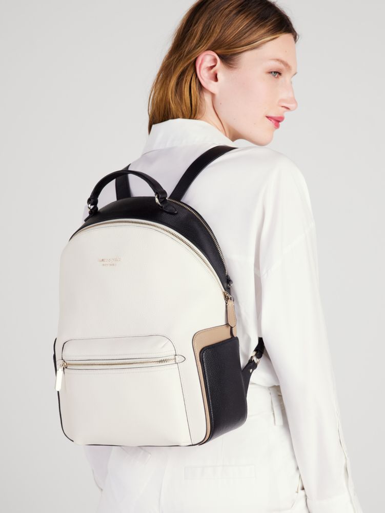 Kate Spade New York Hudson Color-Blocked Pebbled Leather Large Backpack Parchment Multi One Size