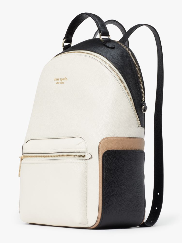 Kate Spade New York Hudson Color-Blocked Pebbled Leather Large Backpack Parchment Multi One Size