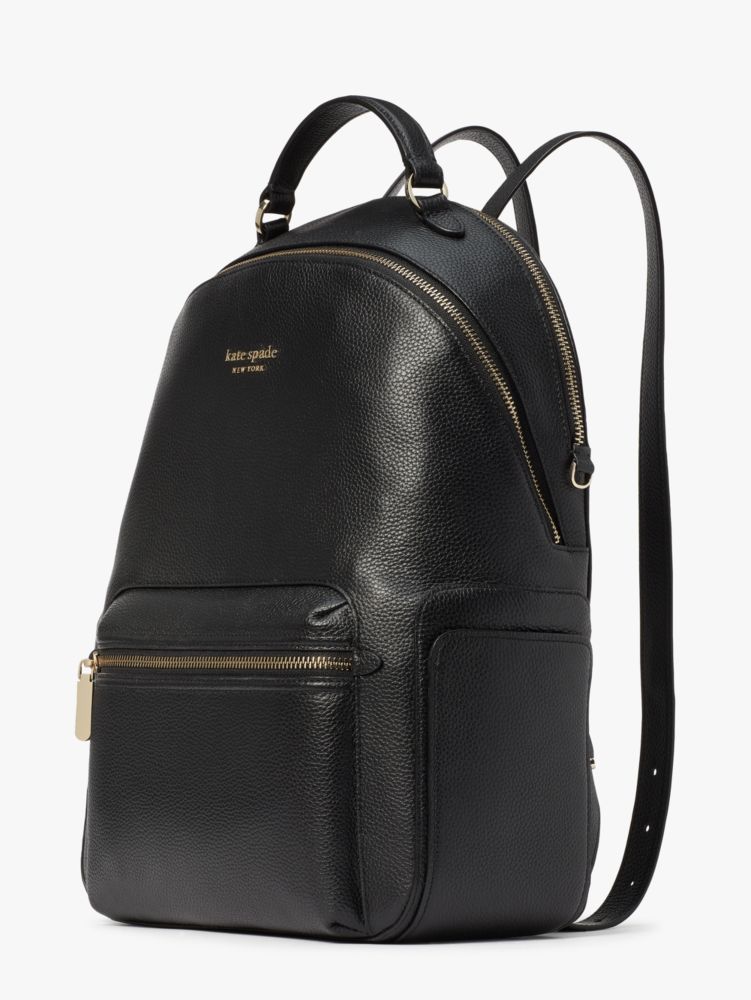 Kate Spade,Hudson Large Backpack,Leather,Backpack,Logo,Metal,Casual,Black