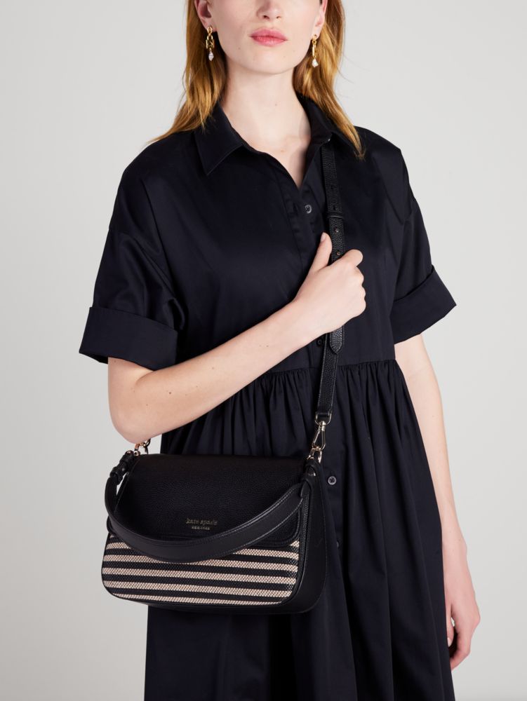 Kate Spade,Hudson Striped Medium Convertible Shoulder Bag,shoulder bags,Medium,Casual,Black Multi