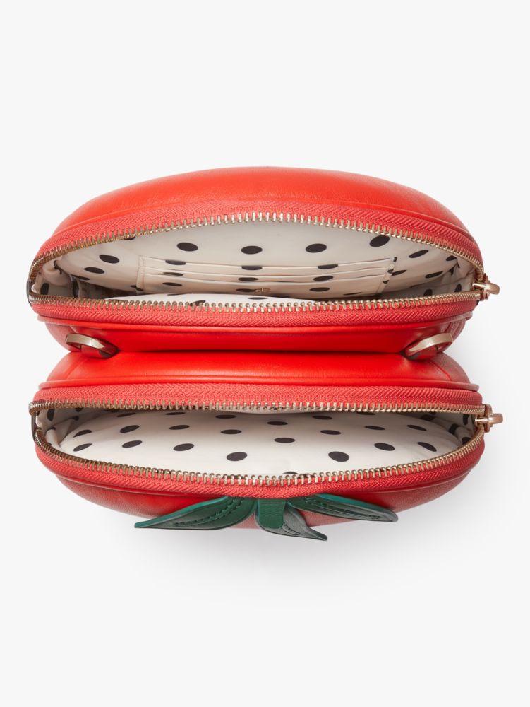 Kate Spade,Double Roma Tomato Smooth Leather Small Crossbody,
