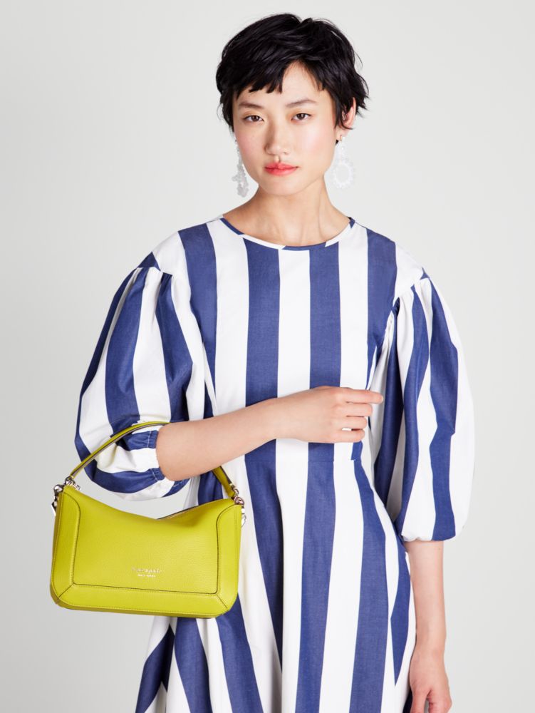 Kate Spade,クラッシュ ぺブル レザー ミディアム クロスボディ,ライムスライス