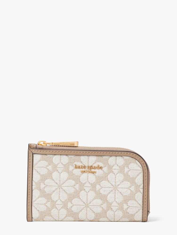 Kate Spade,スペード フラワー ジャカード ジップ カード ケース,財布小物,ナチュラルマルチ