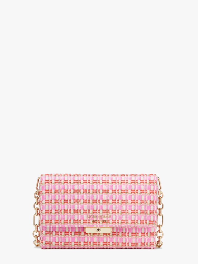 Kate Spade,Carlyle Raffia Tweed Chain Wallet,
