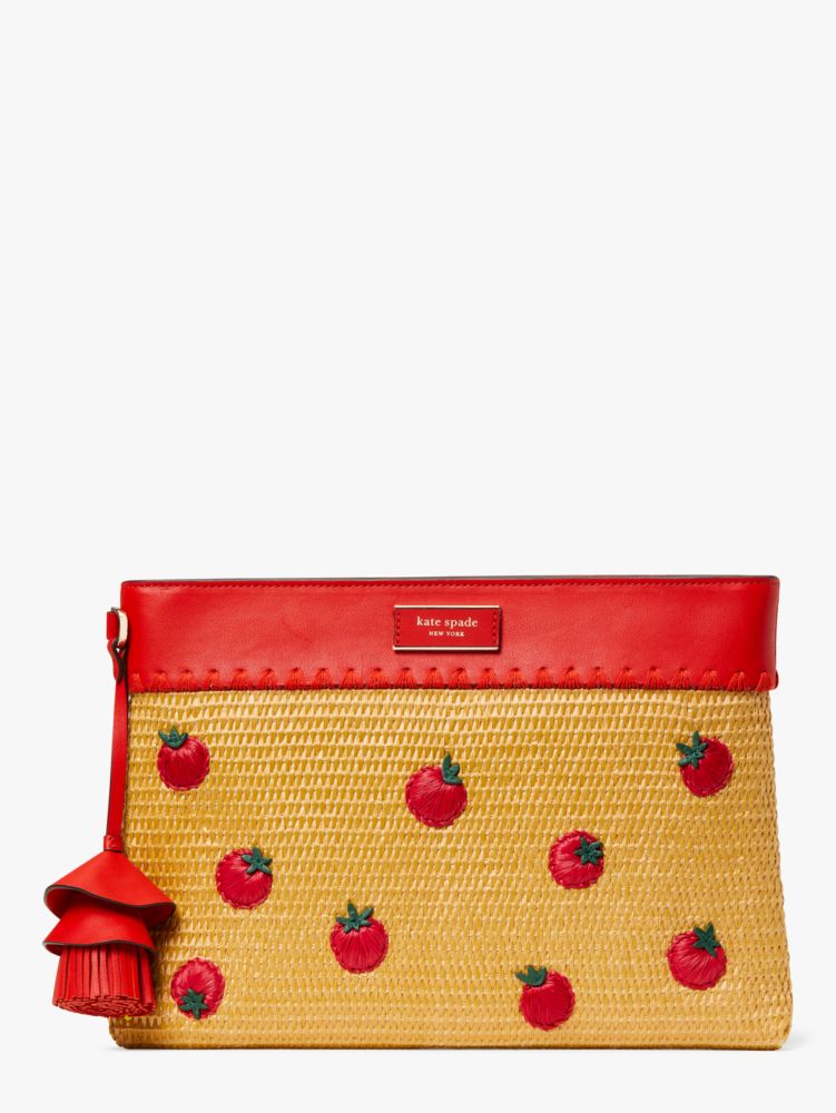 Roma Embellished Tomato Straw Clutch Kate Spade New York