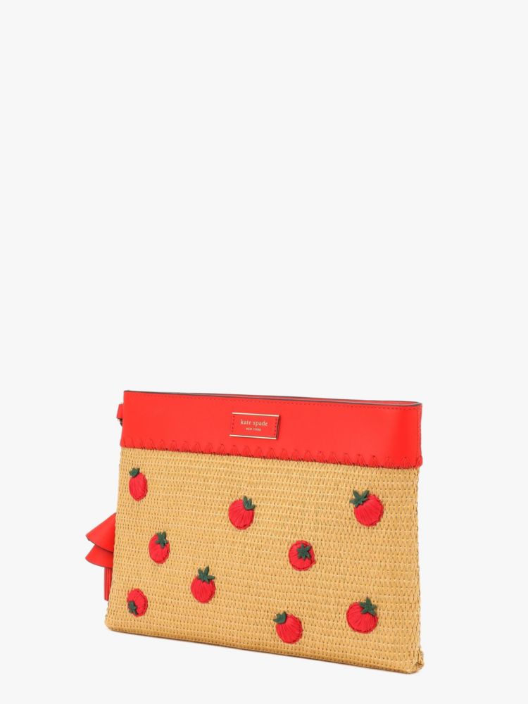 Kate Spade,ローマ エンベリッシュ トマト ストロー クラッチ,バッグ,ナチュラルマルチ
