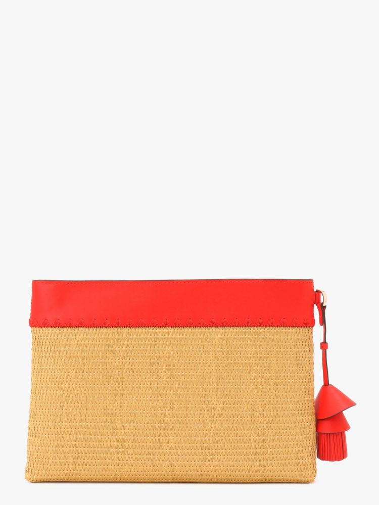 Kate Spade,ローマ エンベリッシュ トマト ストロー クラッチ,バッグ,ナチュラルマルチ