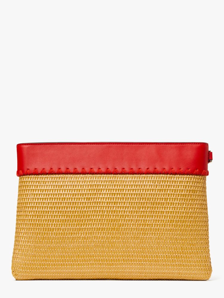 Kate Spade,ローマ エンベリッシュ トマト ストロー クラッチ,バッグ,ナチュラルマルチ