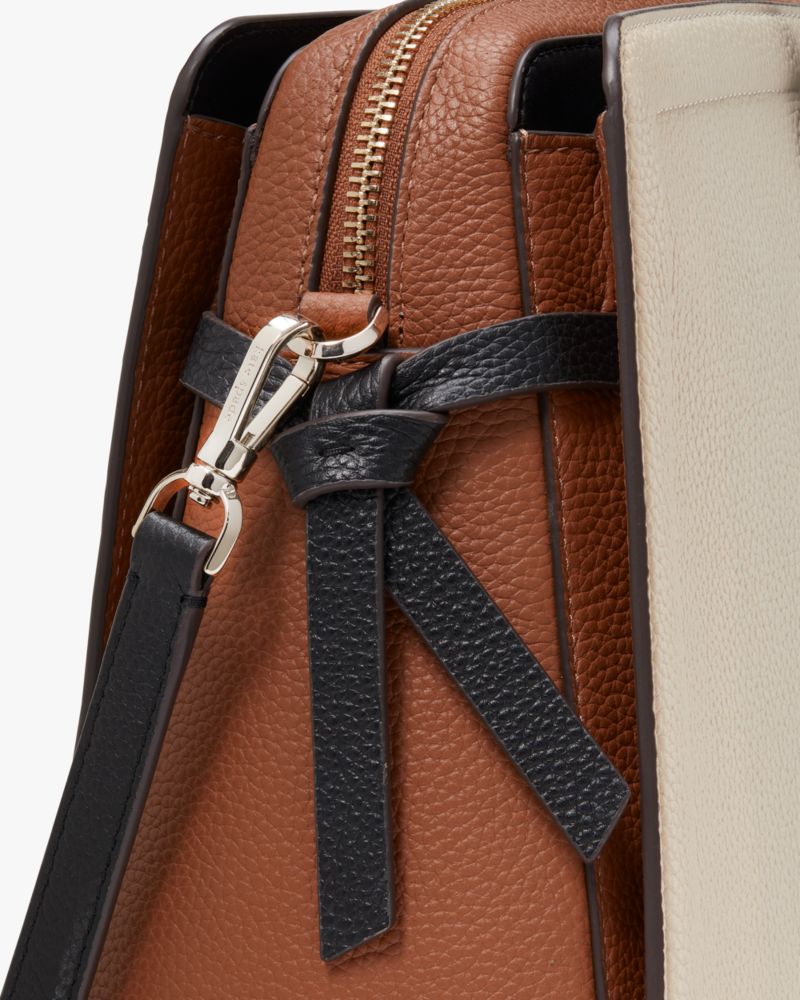 Kate Spade,Knott Colorblocked Commuter Bag,Leather,Satchel,Metal Material,PVC,Logo,Metal,Color Block,Work,